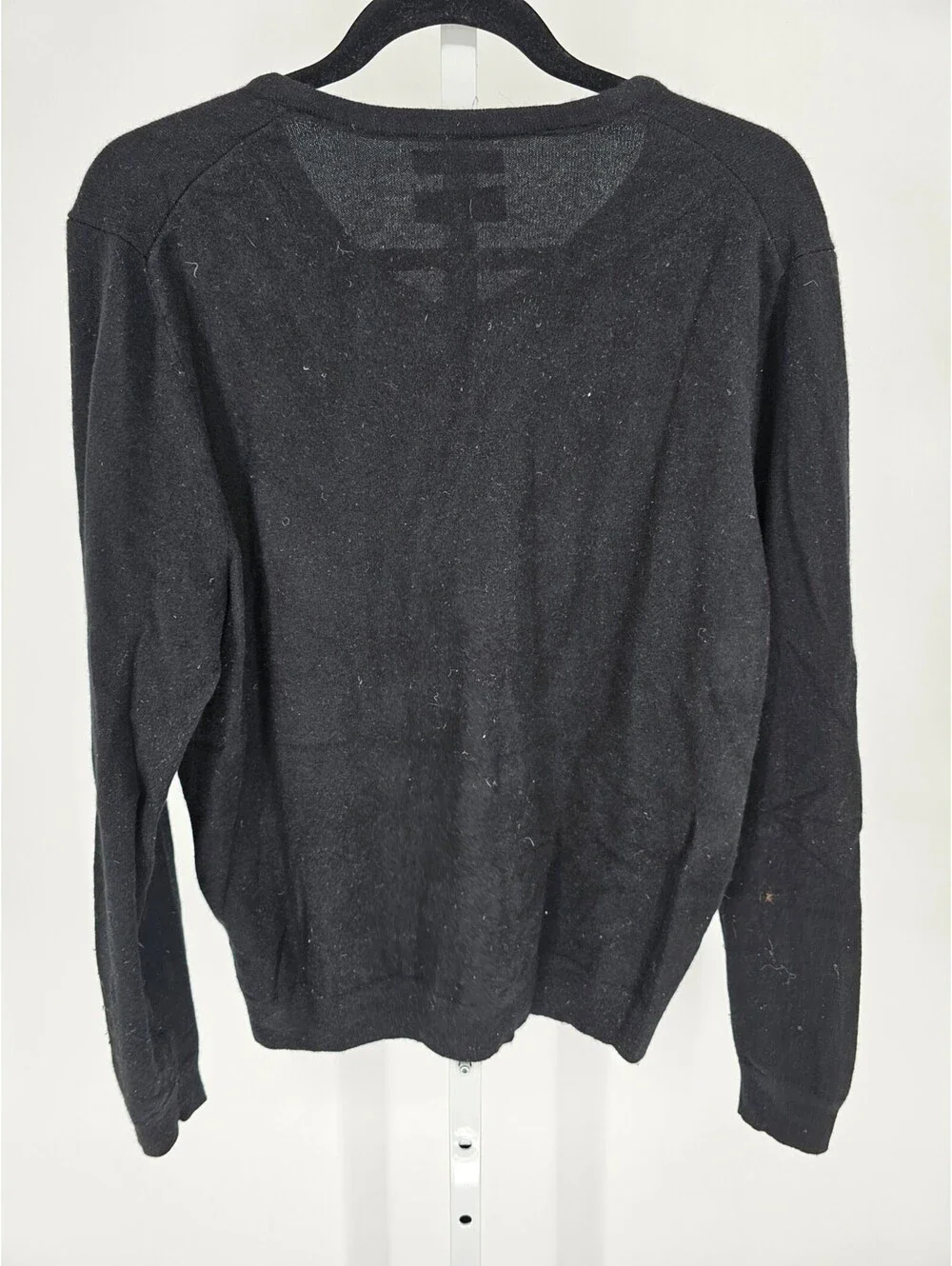 John W Nordstrom Mens Sz L 100% Cashmere Sweater V Neck Solid Black